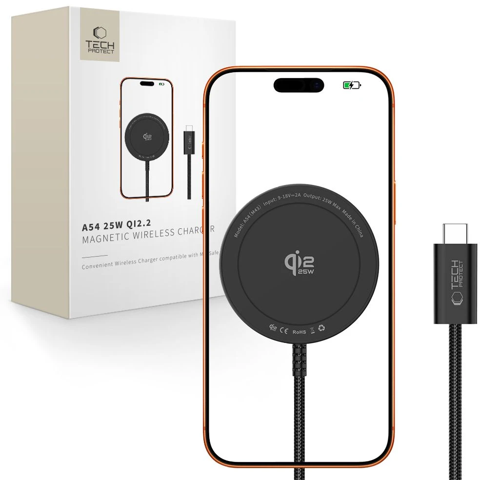 Tech-Protect A54 MagSafe 25W QI2.2 Wireless Charger - Juodas