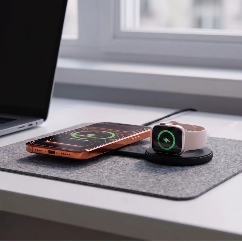 Tech-Protect A55 2IN1 MAGNETINIS MagSafe BELAIDIS ĮKROVIKLIS 25W QI2.2 Juodas