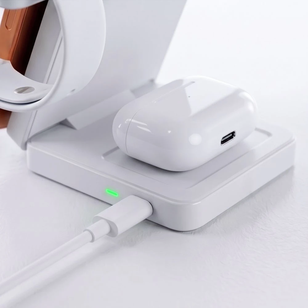 Tech-Protect A56 3IN1 MAGNETINIS MagSafe BELAIDIS ĮKROVIKLIS 25W QI2.2 Baltas