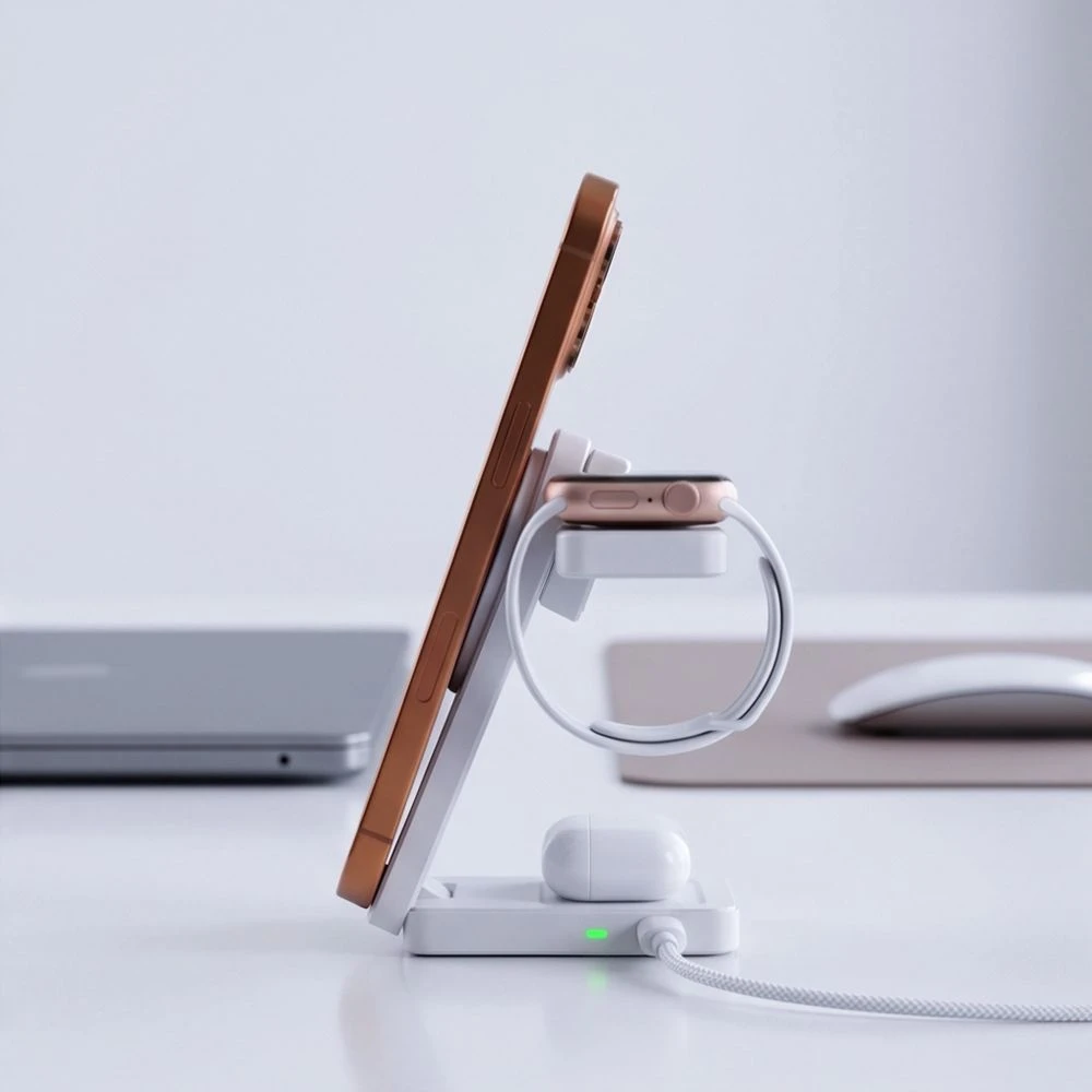 Tech-Protect A56 3IN1 MAGNETINIS MagSafe BELAIDIS ĮKROVIKLIS 25W QI2.2 Baltas