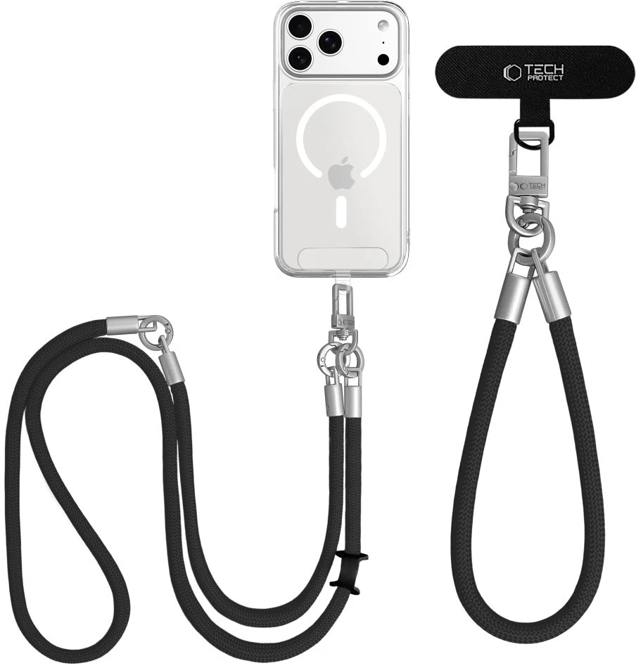 Tech-Protect C10S ROPE CROSSBODY & WRIST juodos spalvos/TITANO