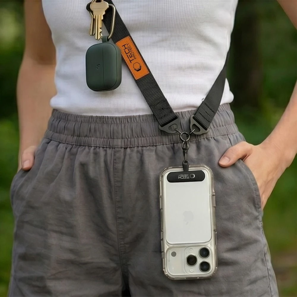 TECH-PROTECT C9S ROPE CROSSBODY JUODA/ORANŽINĖ
