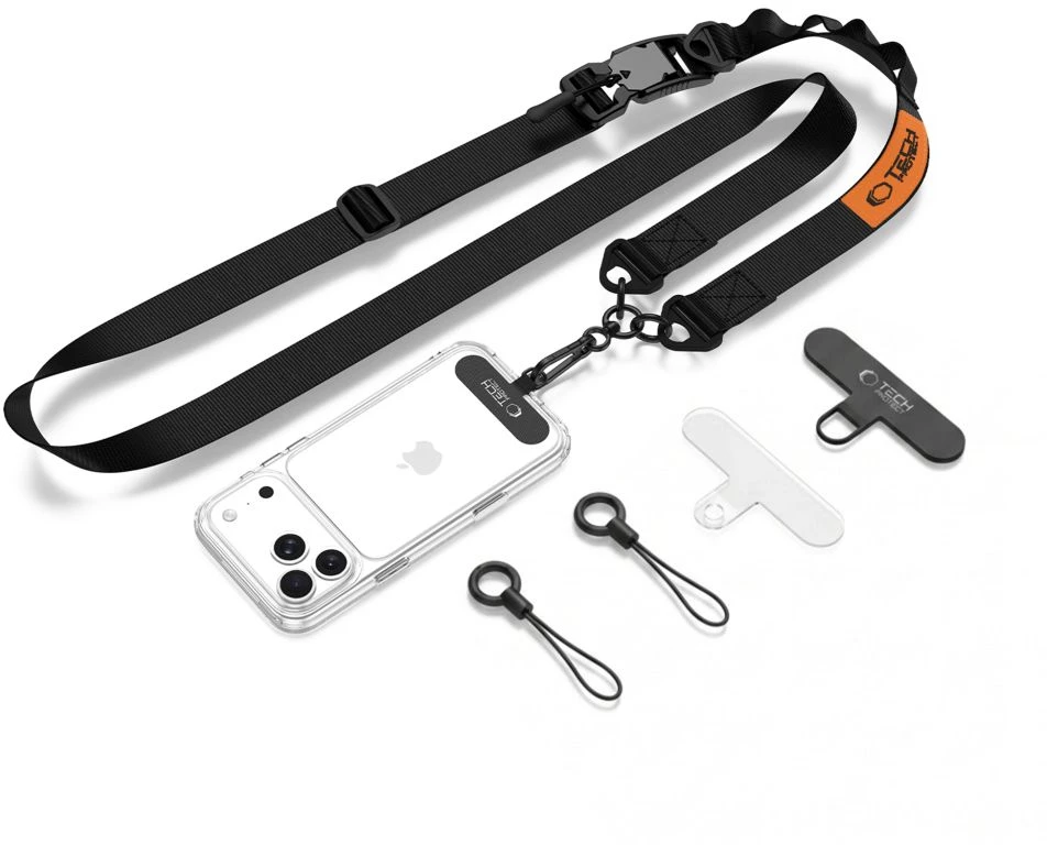 TECH-PROTECT C9S ROPE CROSSBODY JUODA/ORANŽINĖ