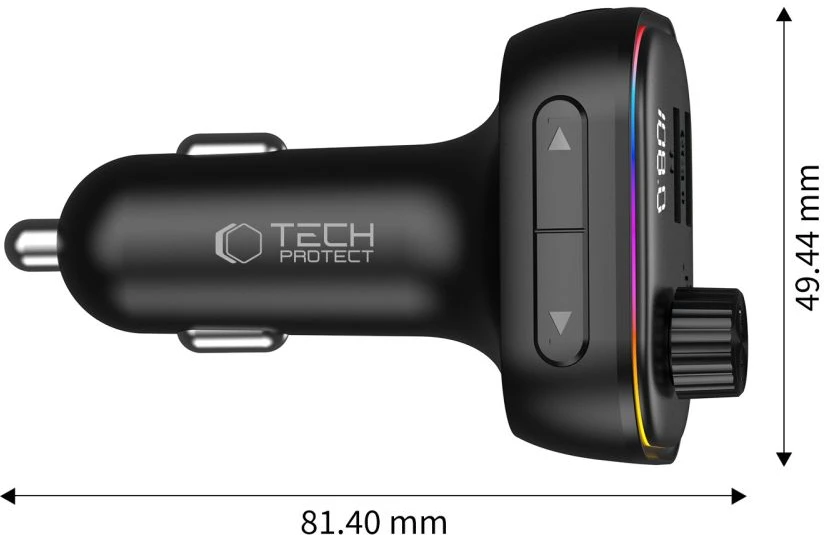 Tech-Protect CC07 3 PRIEVADŲ AUTOMOBILINIS ĮKROVIKLIS PD 54W + FM SIŲSTUVAS BLUETOOTH Juodas