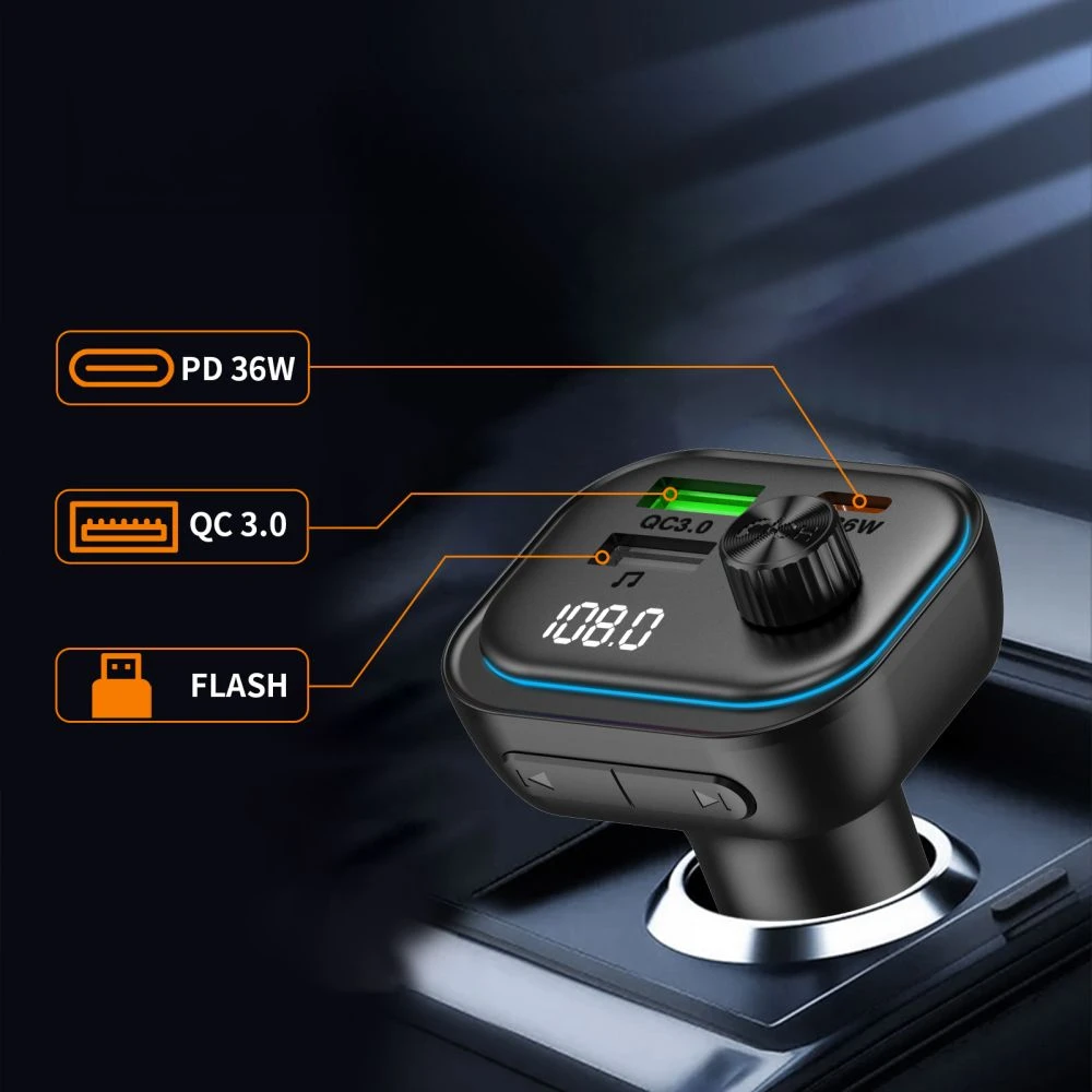 Tech-Protect CC07 3 PRIEVADŲ AUTOMOBILINIS ĮKROVIKLIS PD 54W + FM SIŲSTUVAS BLUETOOTH Juodas