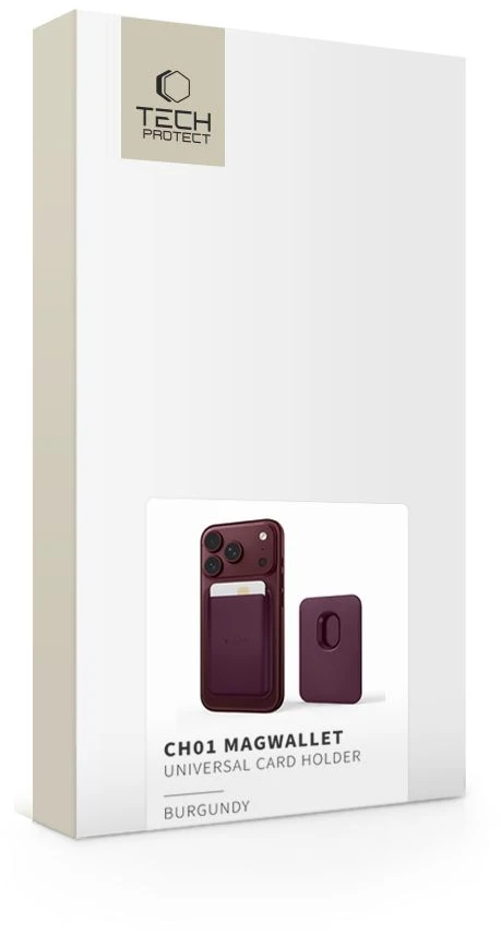 Dėklas Tech-Protect CH01 MagWallet MagSafe Magnetic Wallet for phone - burgundy