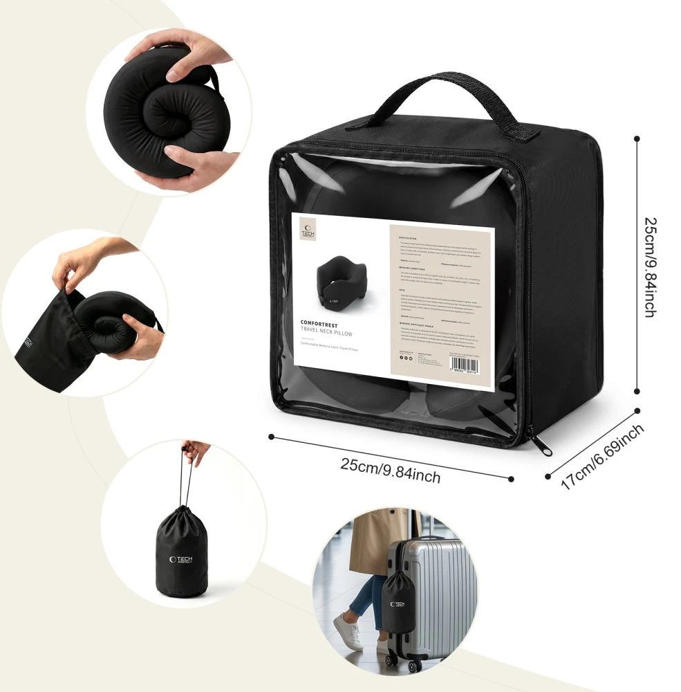 TECH-PROTECT COMFORTREST KELIONINĖ KAKLO PAGALVĖ JUODA