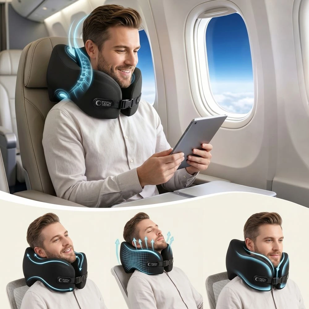 TECH-PROTECT COMFORTREST KELIONINĖ KAKLO PAGALVĖ JUODA