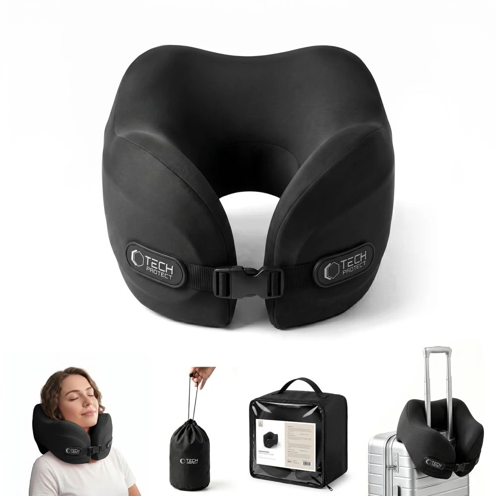 TECH-PROTECT COMFORTREST KELIONINĖ KAKLO PAGALVĖ JUODA