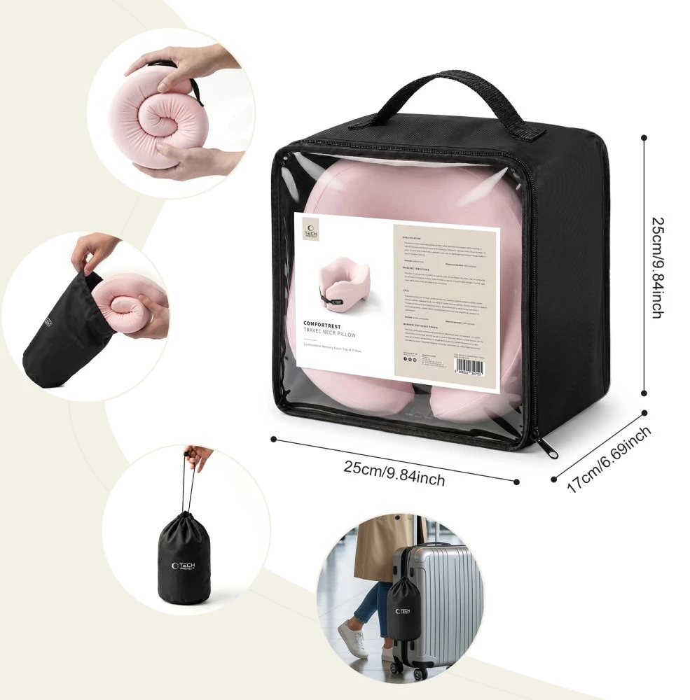 TECH-PROTECT COMFORTREST KELIONINĖ KAKLO PAGALVĖ ROŽINĖ