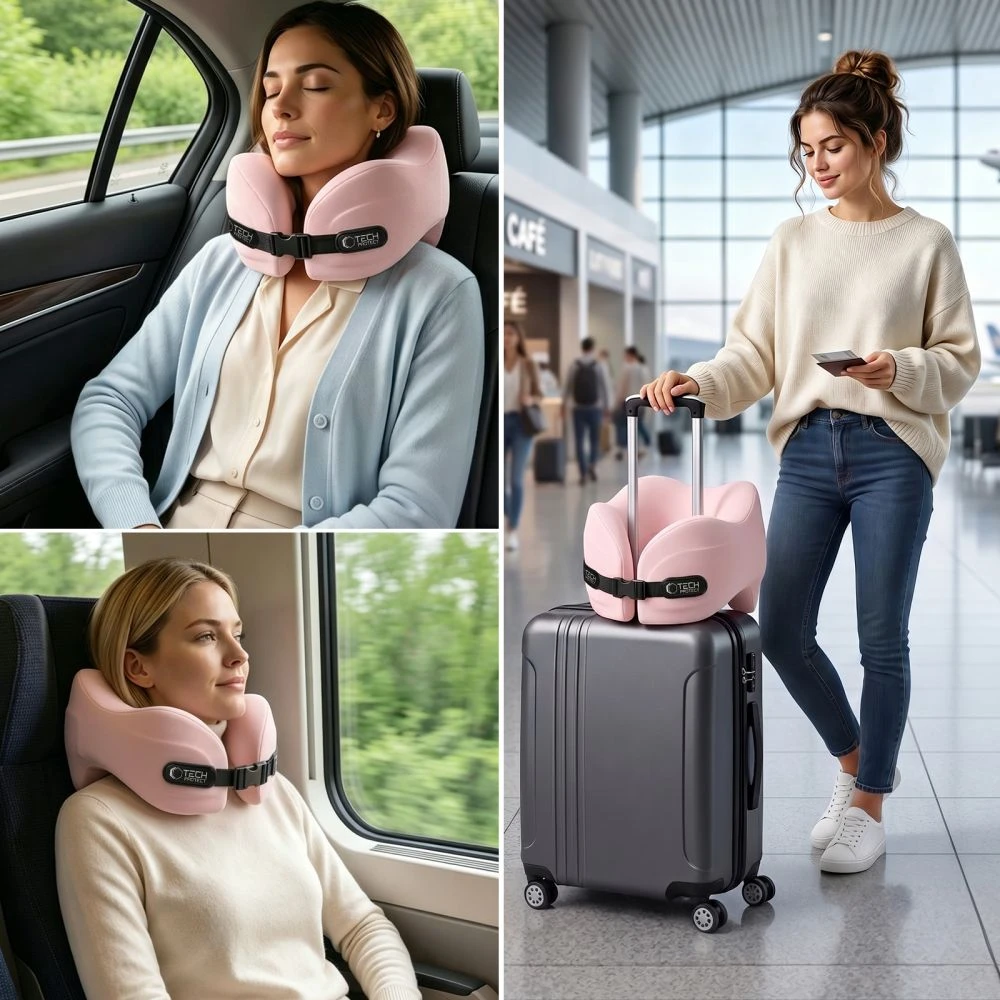 TECH-PROTECT COMFORTREST KELIONINĖ KAKLO PAGALVĖ ROŽINĖ