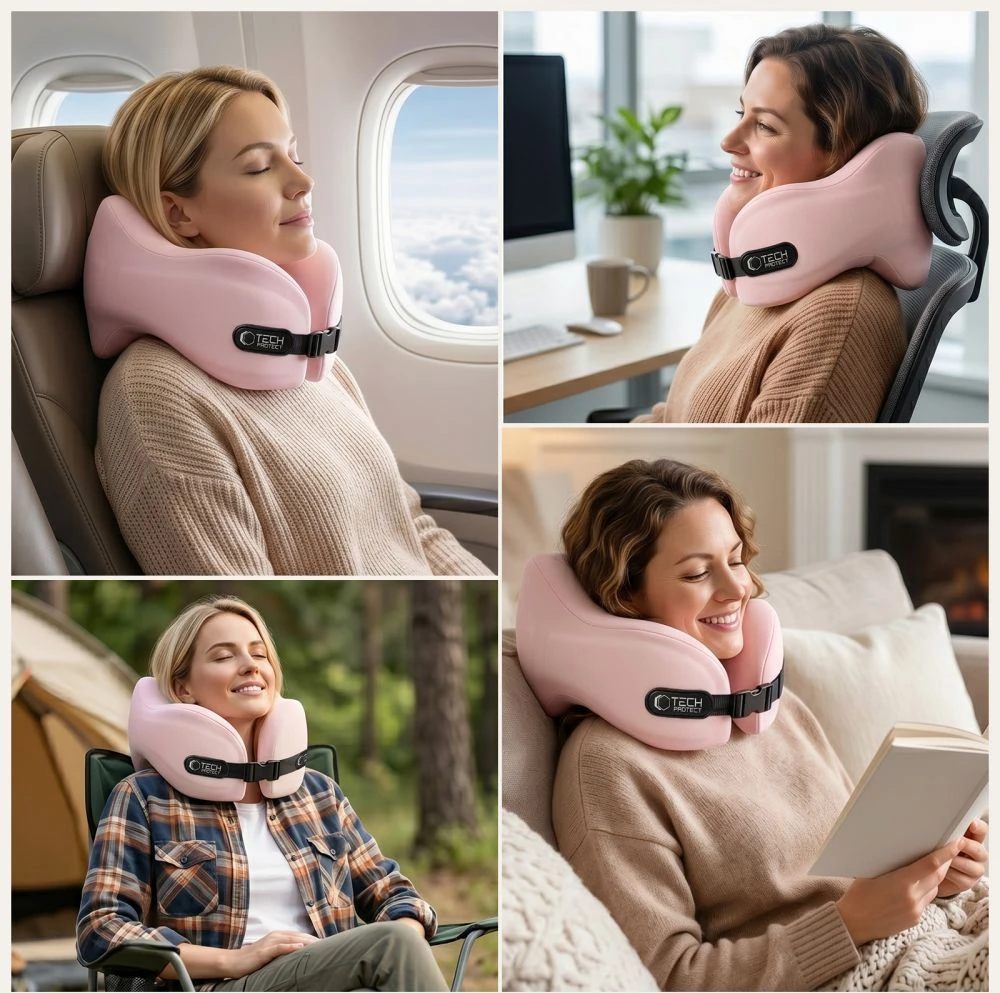 TECH-PROTECT COMFORTREST KELIONINĖ KAKLO PAGALVĖ ROŽINĖ