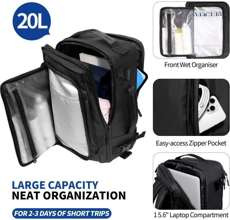 Tech-Protect Defender S50 Backpack for Ryanair & Wizzar, 20L Nešiojamas kompiuteris - Juodas