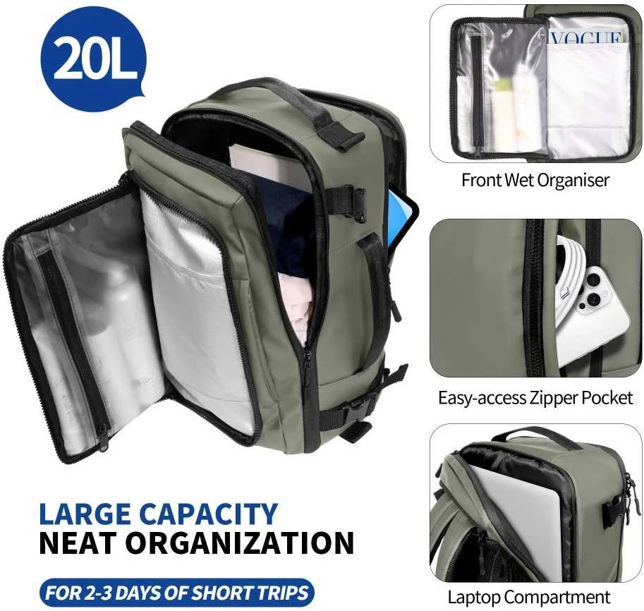 Tech-Protect Defender S50 Backpack for Ryanair & Wizzar, 20L Nešiojamas kompiuteris - Olive