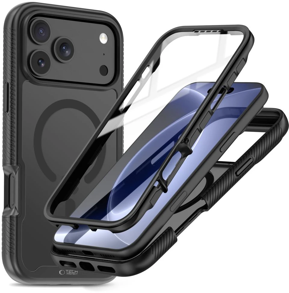 Dėklas Tech-Protect Defense MagSafe Case, skirtas iPhone 17 Pro / 18 Pro – matinė juoda