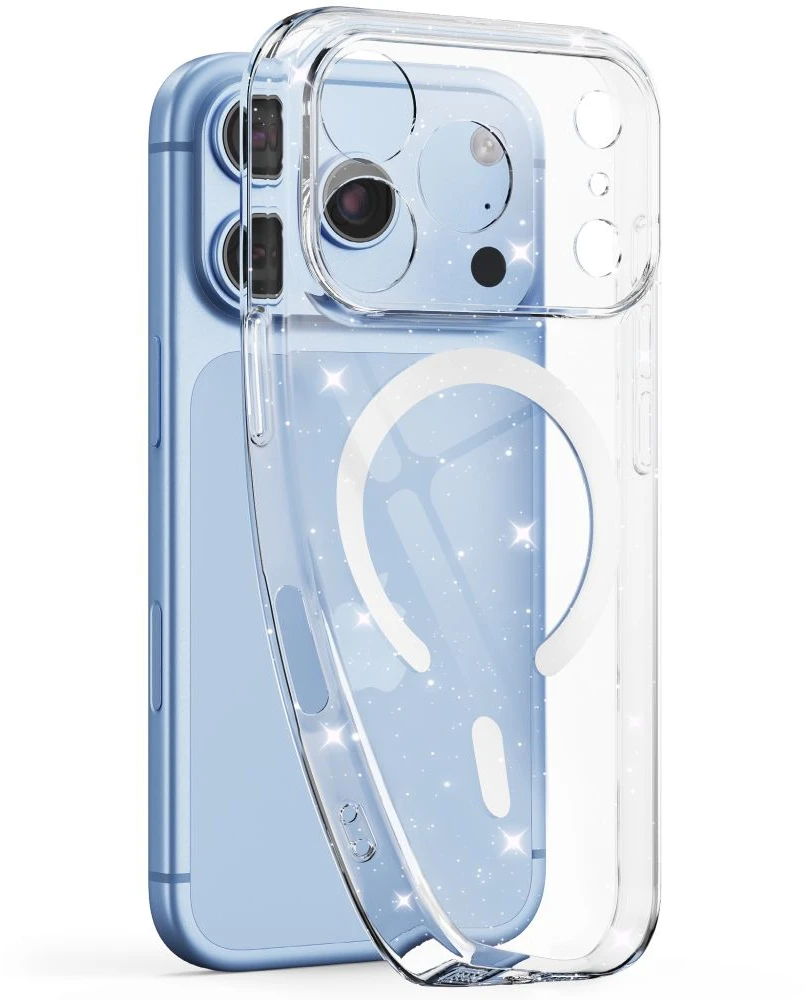 Tech-Protect FlexAir MagSafe iPhone 17 Pro / 18 Pro dėklas - skaidrus su blizgučiais
