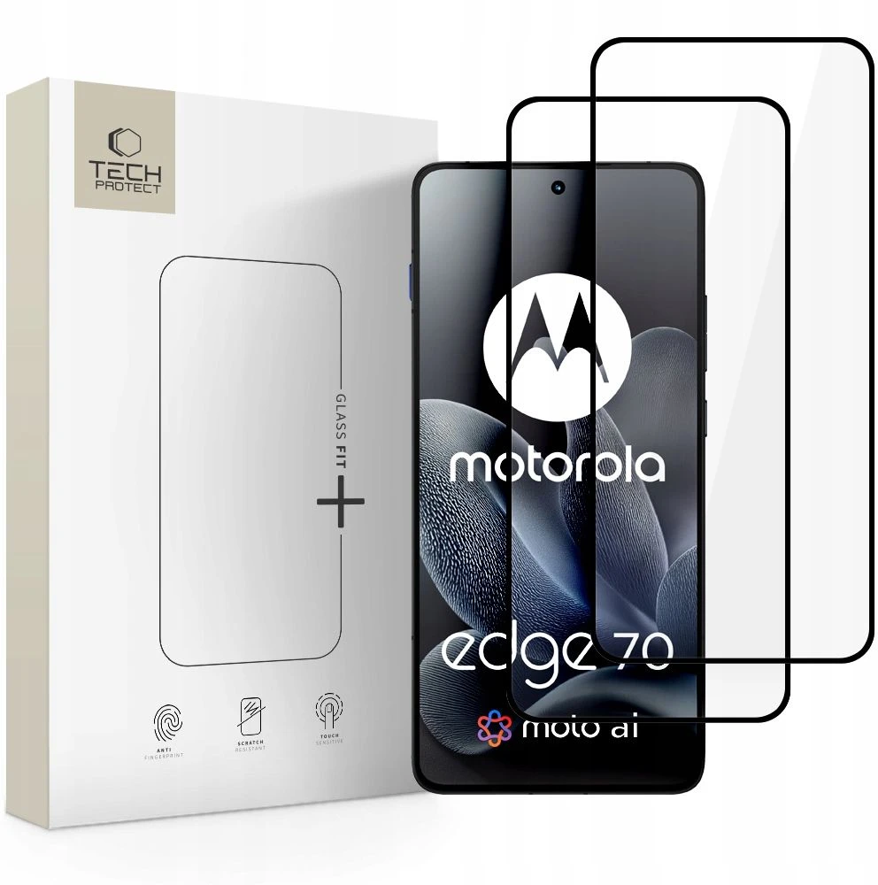 GRŪDINTAS STIKLAS Tech-Protect GLASS FIT+ 2-PACK MOTOROLA EDGE 70 5G Juodas