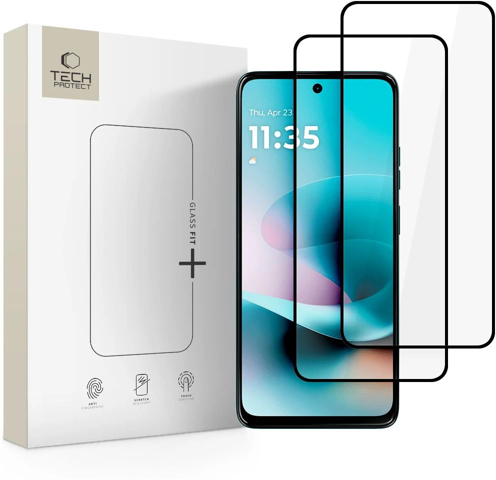 GRŪDINTAS STIKLAS Tech-Protect GLASS FIT+ 2-PACK MOTOROLA MOTO G57 / G57 POWER / G67 POWER Juodas