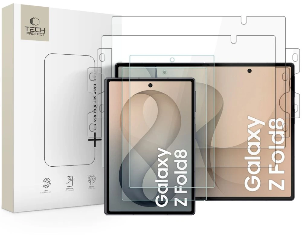 TECH-PROTECT EASY SET FOIL & GLASS FIT+ 4IN1 APSAUGINIS RINKINYS Samsung Galaxy Z FOLD 8 CLEAR