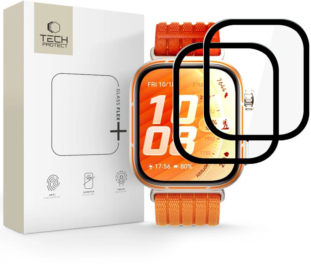 Hibridinis stiklas Tech-Protect Glass FLEX+ 2-PACK HUAWEI WATCH FIT 5 PRO Juodas