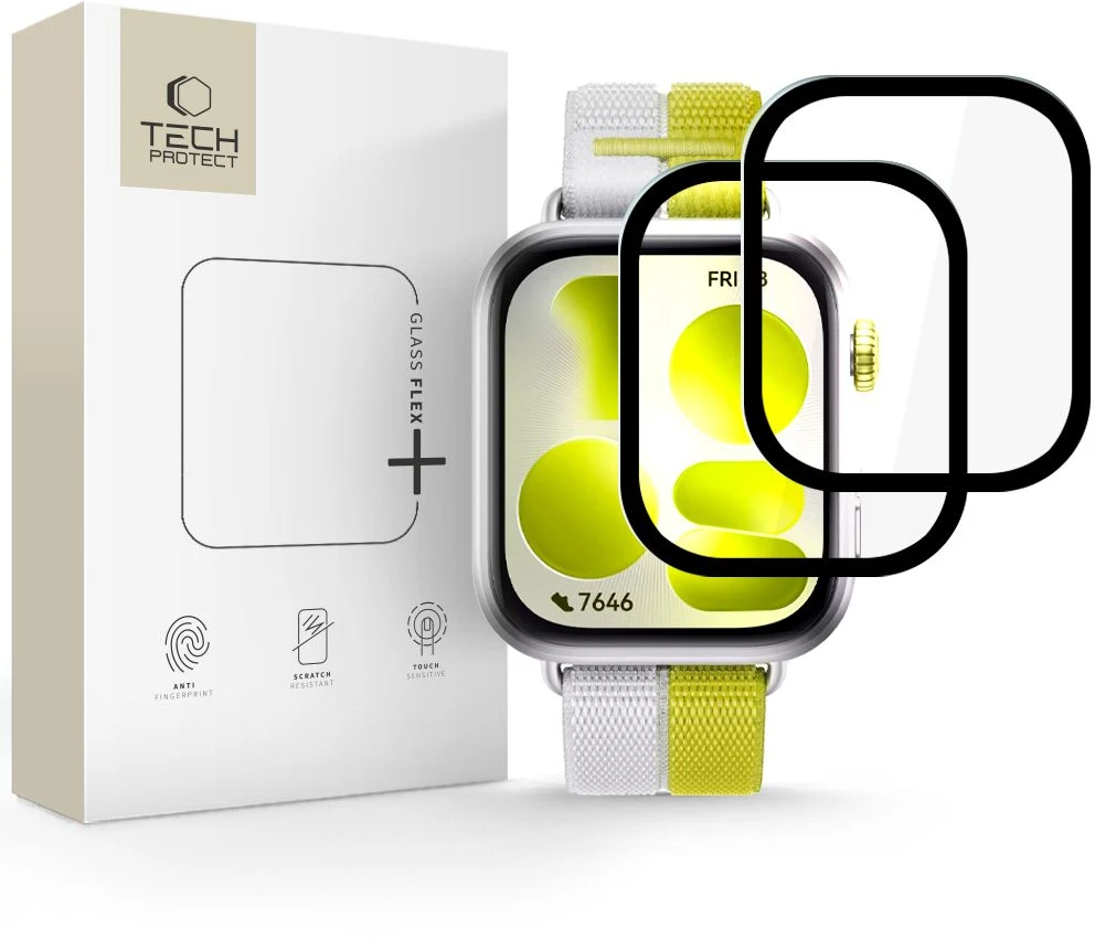 Hibridinis stiklas Tech-Protect Glass FLEX+ 2-PACK HUAWEI WATCH FIT 5 Juodas