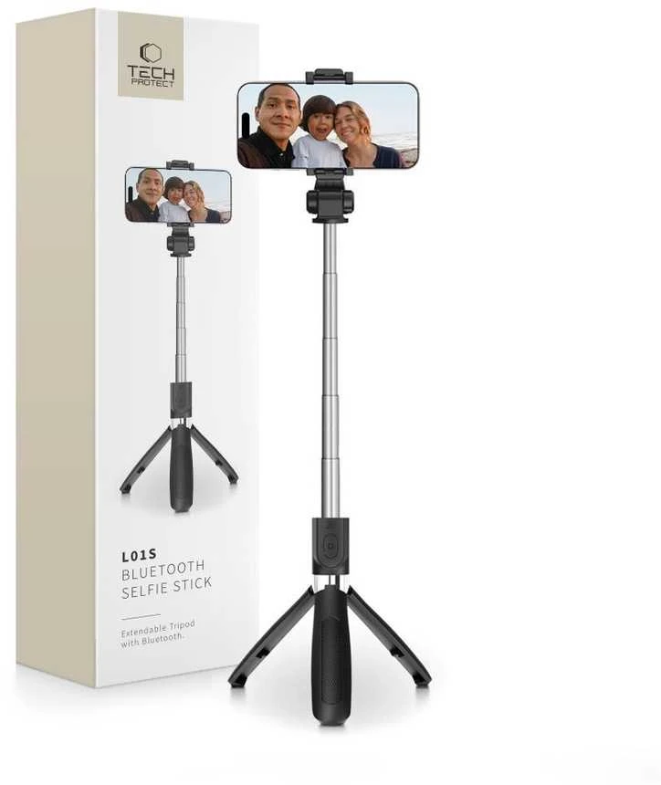 TECH-PROTECT L01S BLUETOOTH SELFIE STICK TRIPOD Juodas
