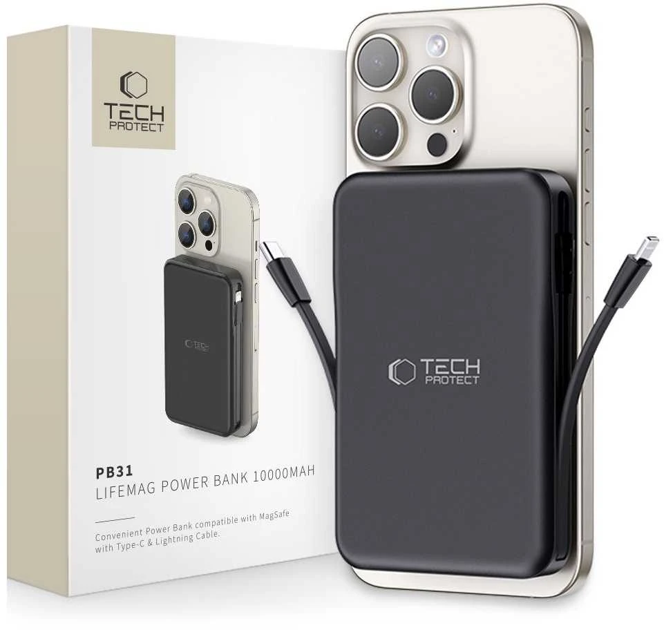 Tech-Protect PB31 LifeMag MagSafe powerbank 10000MAH juodos spalvos