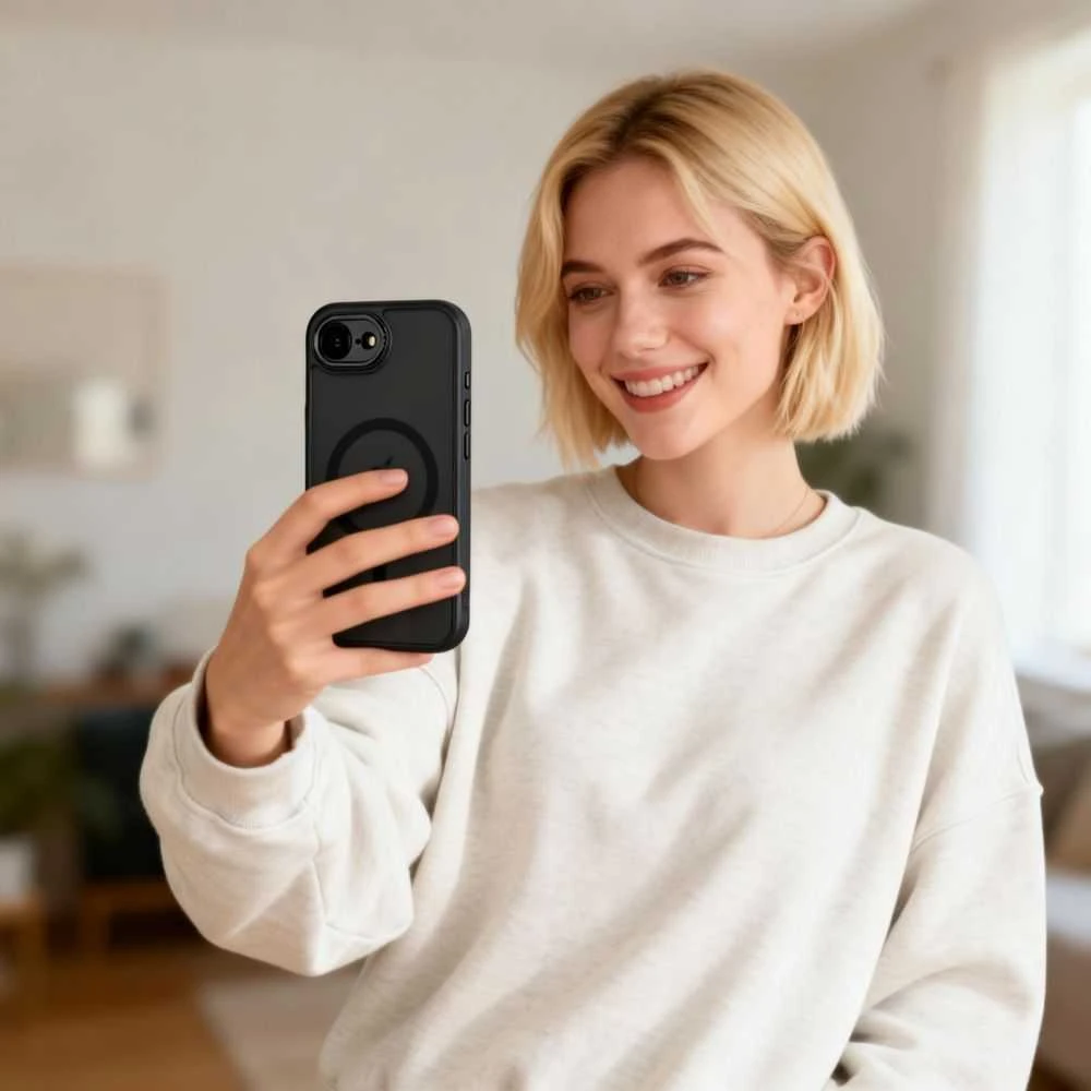 „Tech-Protect MagCam MagSafe“ dėklas, skirtas „iPhone 16e / 17e“ – matinis juodas