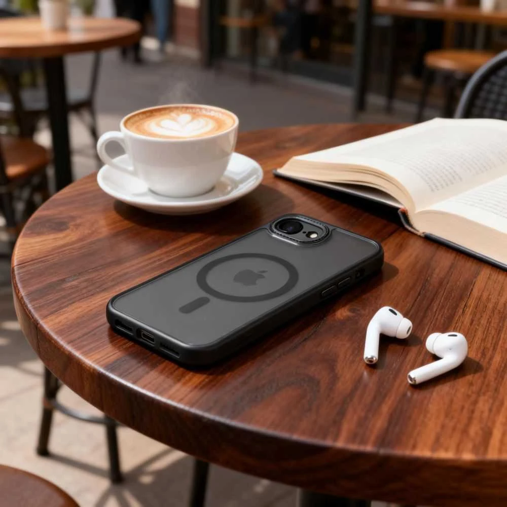 „Tech-Protect MagCam MagSafe“ dėklas, skirtas „iPhone 16e / 17e“ – matinis juodas