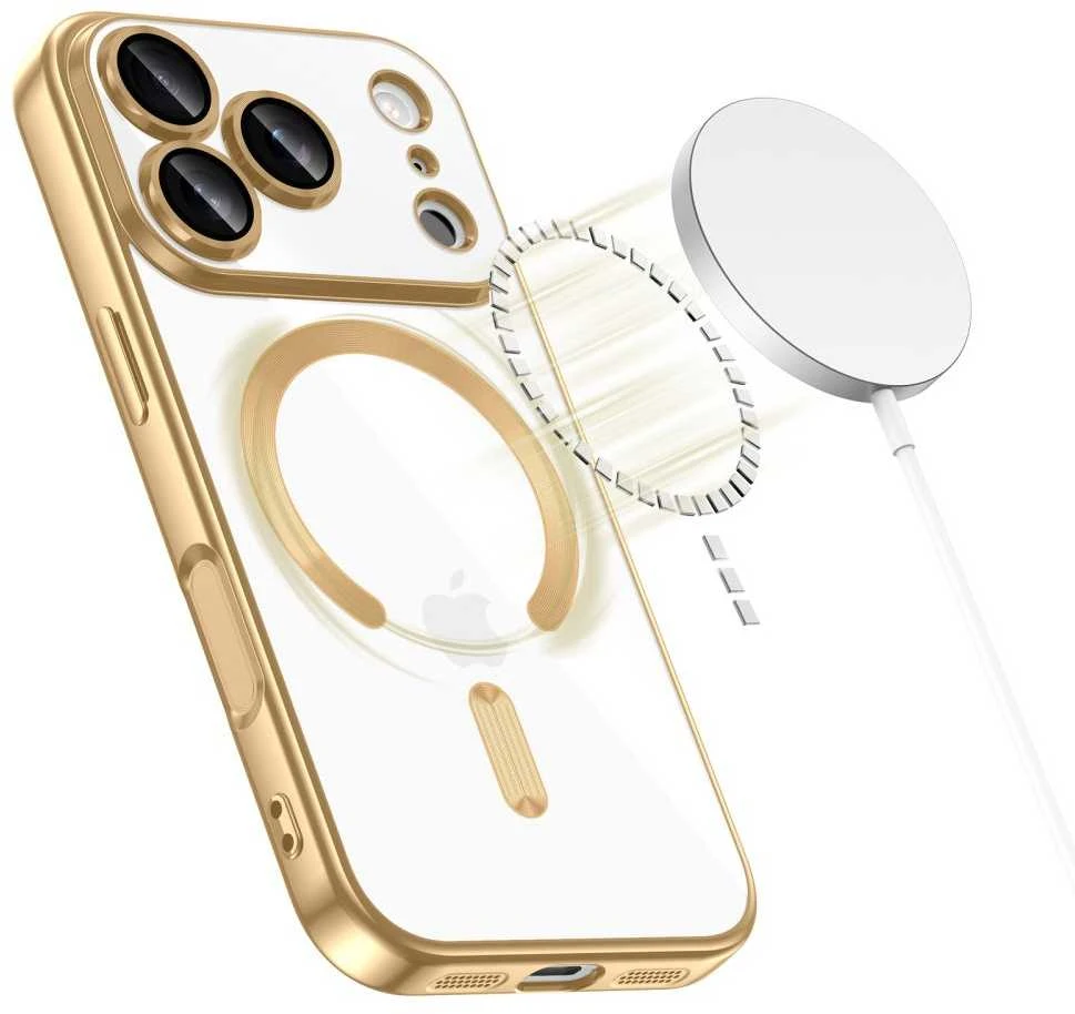 „Tech-Protect MagFlex MagSafe“ dėklas, skirtas „iPhone 17 Pro Max“ – permatomo aukso spalvos