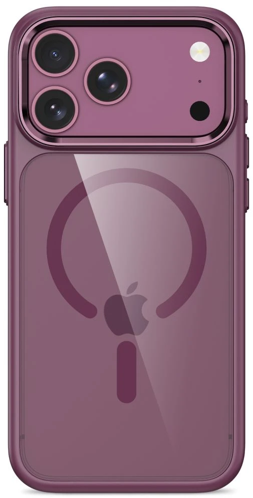 Tech-Protect Magmat Magsafe CC dėklas, skirtas iPhone 17 Pro / 18 Pro - Skaidri bordo