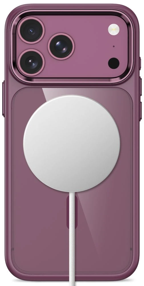 Tech-Protect Magmat Magsafe CC dėklas, skirtas iPhone 17 Pro / 18 Pro - Skaidri bordo