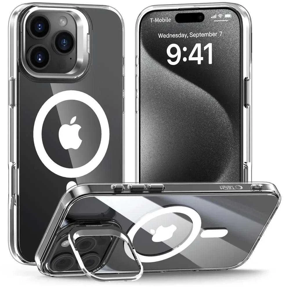 Tech-Protect MagStand MagSafe dėklas skirtas Apple iPhone 16 Pro – skaidrus