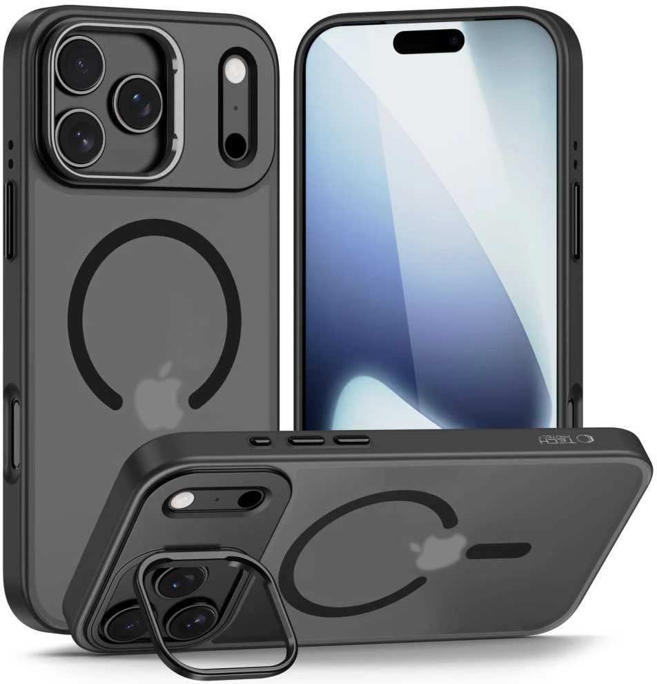 Tech-Protect MagStand MagSafe dėklas skirtas Apple iPhone 17 Pro – matinis juodos spalvos