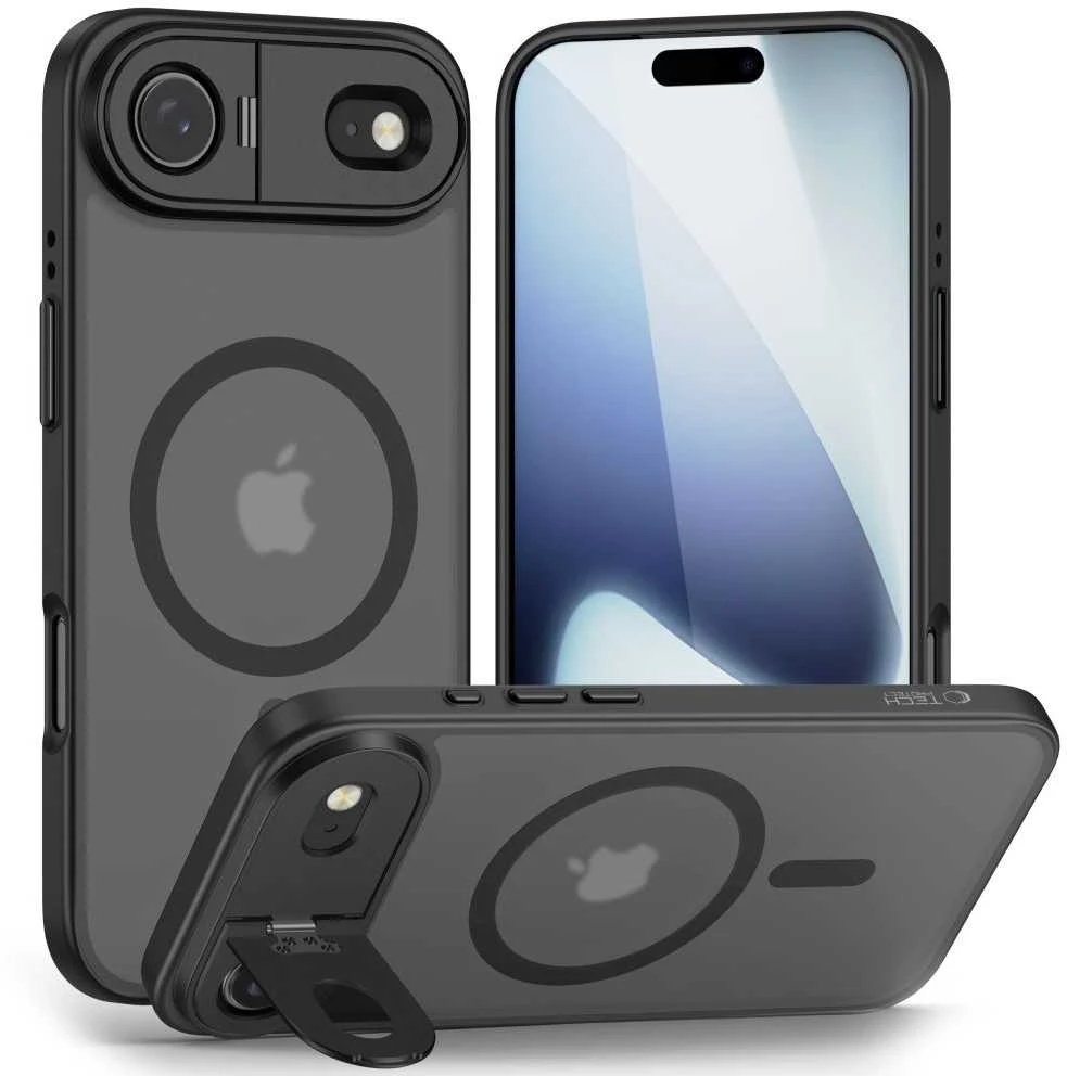 Tech-Protect MagStand MagSafe dėklas skirtas Apple iPhone 17 Air – matinis juodos spalvos