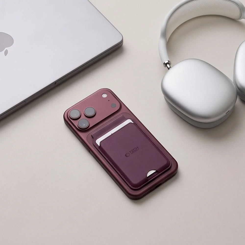 Dėklas Tech-Protect MagWallet Stand MagSafe Magnetic Phone Wallet - Burgundy