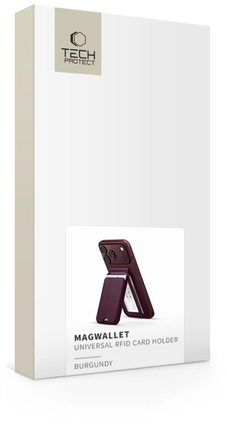 Dėklas Tech-Protect MagWallet Stand MagSafe Magnetic Phone Wallet - Burgundy