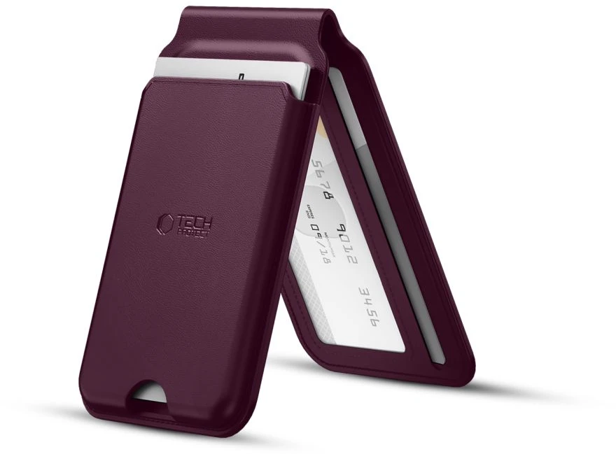Dėklas Tech-Protect MagWallet Stand MagSafe Magnetic Phone Wallet - Burgundy