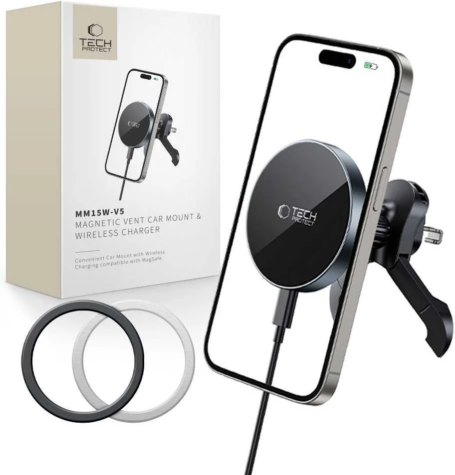 „Tech-Protect mm15W-V5“ magnetinis „MagSafe“ automobilio laikiklis į oro išleidimo angą - Juodas