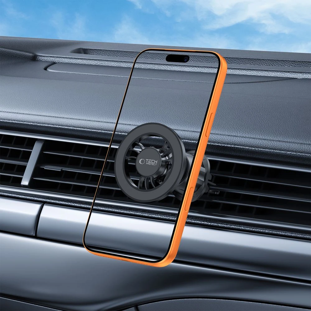 Tech-Protect N56 MAGNETINIS MagSafe 3M AUTOMOBILINIS LAIKIKLIS ANT PRIETAISŲ SKYDELIO IR ORO VENTILIACIJOS ANGOS Juodas