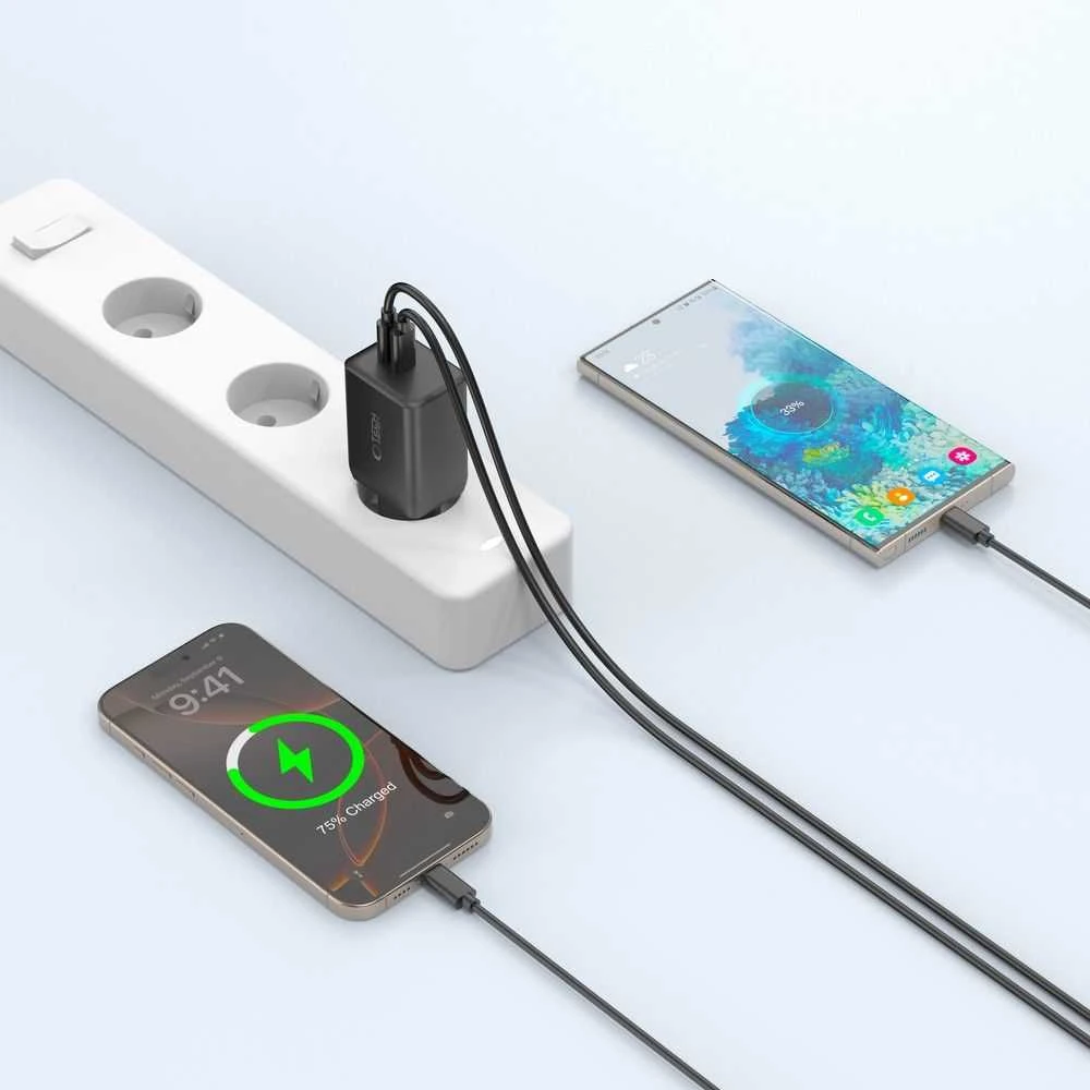 Tech-Protect NC45W-GAN 2-PORT PD45W sieninis įkroviklis - juodas