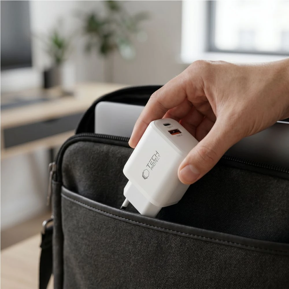 TECH-PROTECT NCA65W-GAN 2 PRIEVADŲ TINKLO ĮKROVIKLIS PD 65W / QC3.0 Baltas