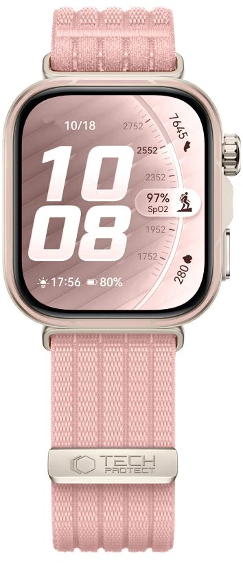 Tech-Protect NYLON Huawei Watch Fit 3 / 4 / 4 Pro / 5 / 5 Pro ŠVIESIAI ROŽINĖ