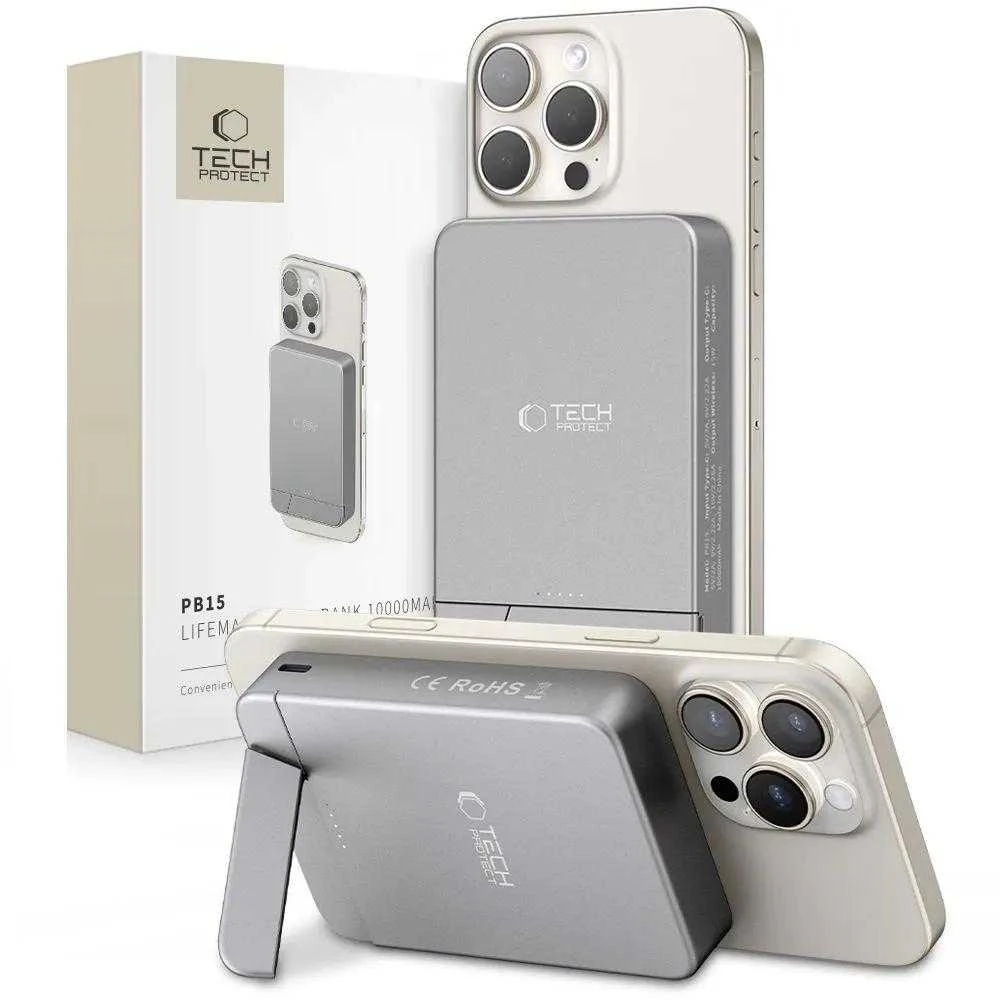 Powerbank Tech-Protect PB14 LifeMag MagSafe 10000 mAh - pilka