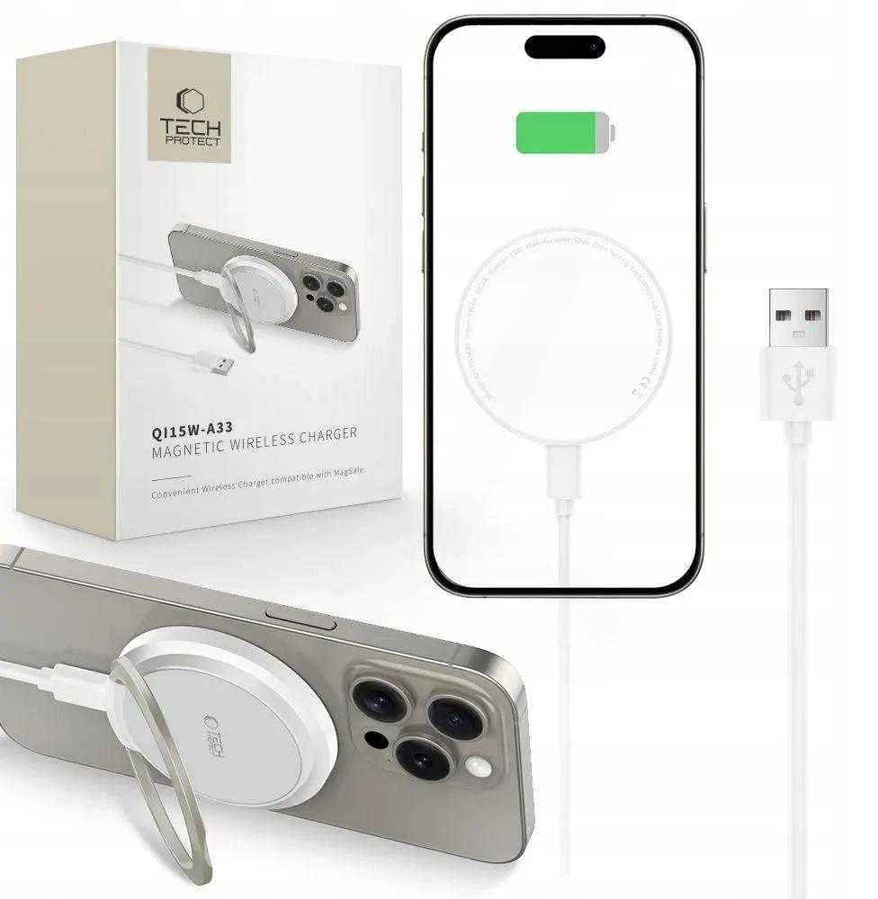 Belaidis įkroviklis 15W magnetinis MagSafe Tech-Protect QI15W-A33 baltas