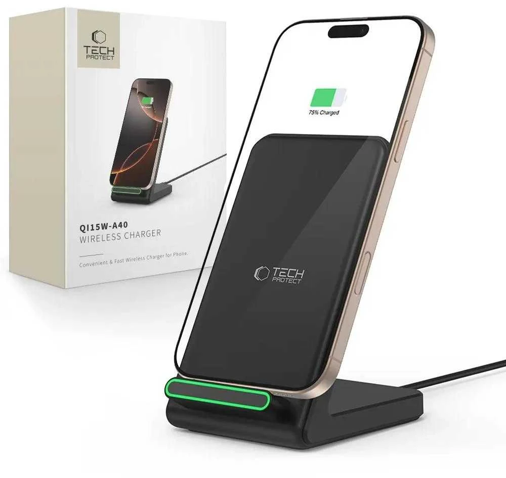 Tech-Protect QI15W-A40 Wireless Charger - Juodas