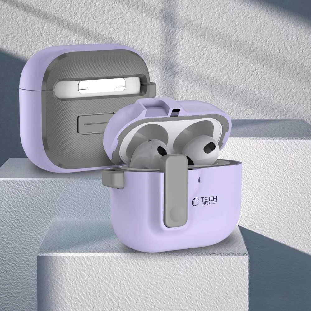 Apple AirPods 4 Tech-Protect Slim Hook dėklas jūsų ausinėms levandų spalvos