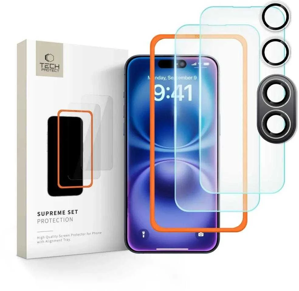 Tech-Protect Supreme Set apsauginis stiklas Apple iPhone 16 – transparent (3 vnt.)