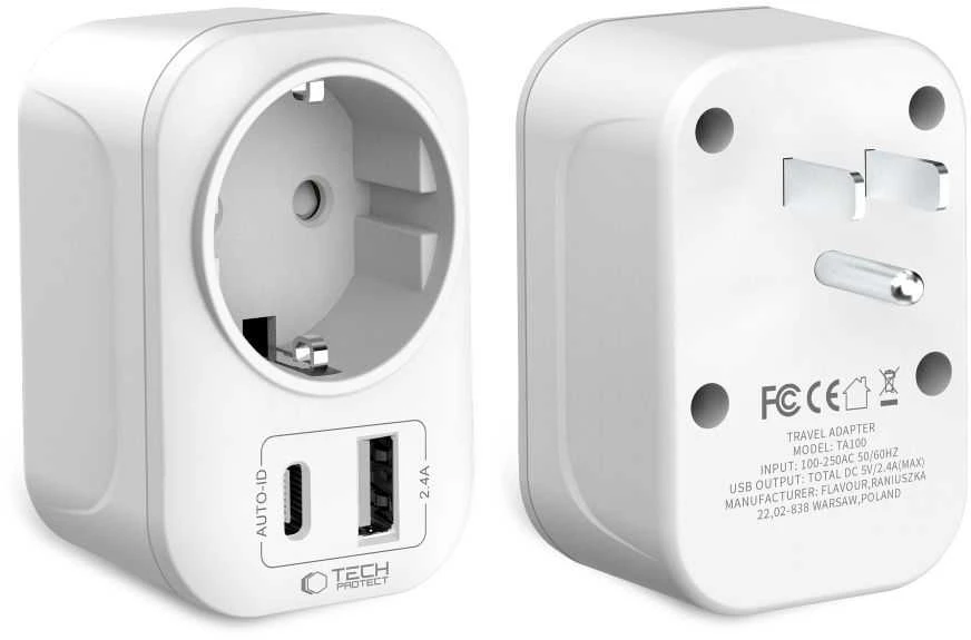 „Tech-Protect TA100“ JAV adapteris – baltas