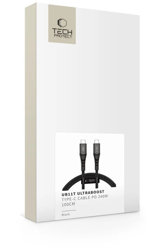 Tech-Protect UB11T ULTRABOOST TYPE-C KABELIS PD 240W / QC3.0 100CM Juodas